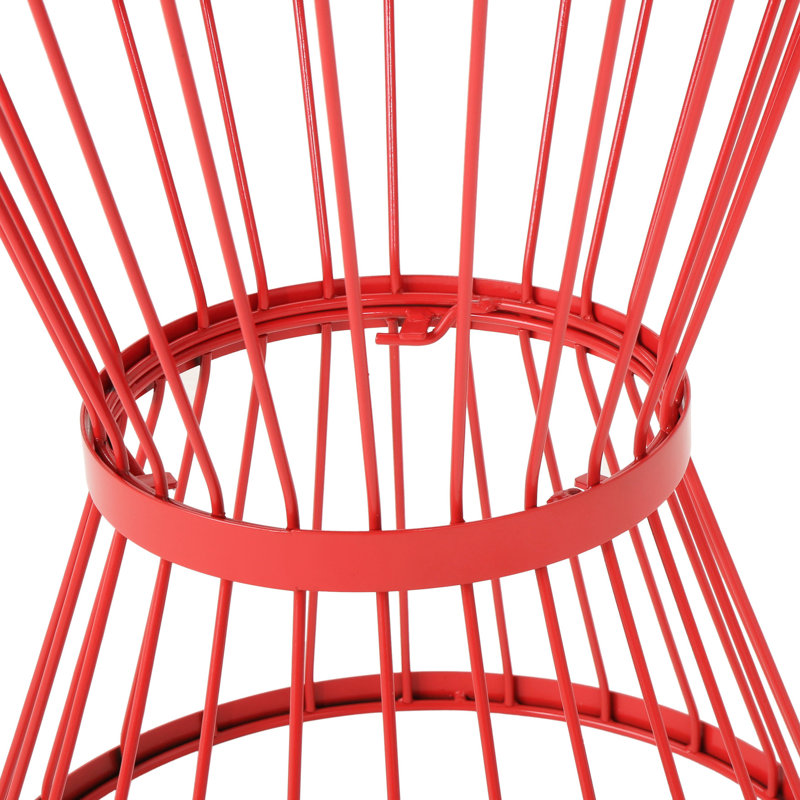 Table d'appoint moderne en fer rouge de 16 po avec cadre minimaliste d'extérieur au design élégant, Rouge