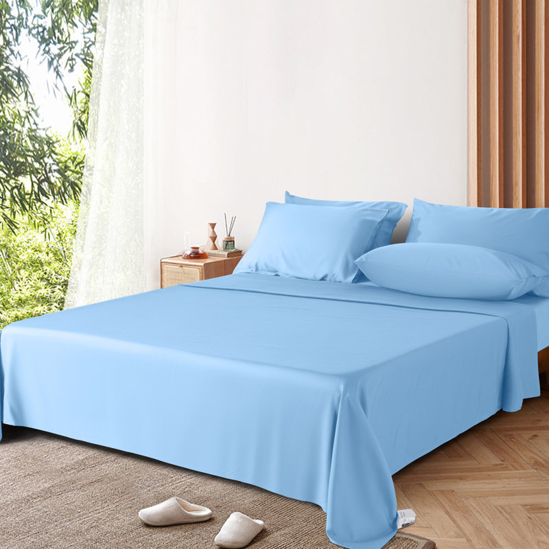 6 Pieces Bamboo Cooling Bed Sheets Set - 16" Deep Pockets, Full Sheet Set + 1 Fitted Sheet + 4 Pillowcases, Lake Blue