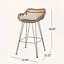 Tabouret de bar en osier avec coussin résistant à l'eau (ensemble de 2)