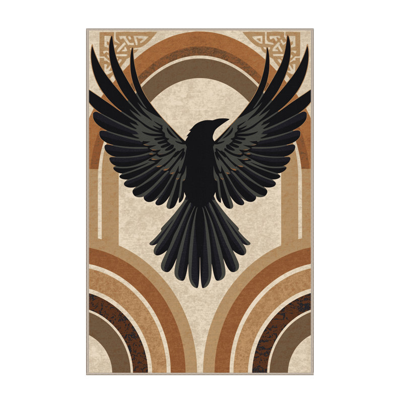 Tapis brun foncé et beige lavable à la machine Pittman Morrigan, 5 x 7