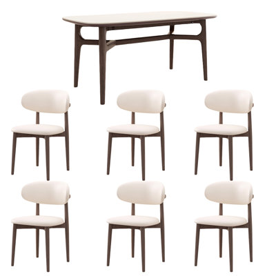 Rock Plate Dining Table And Chair Combination Rectangular 35.43'' W Dining Set