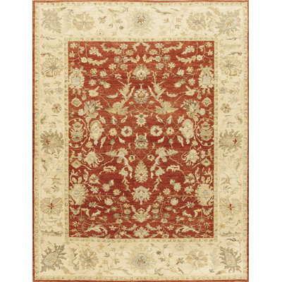 Essence Hand Knotted Wool Area Rug in Red