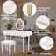 Ensemble de coiffeuse moderne 40 "avec miroir à écran tactile lumineux, coiffeuse et tabouret rembourré avec 2 grands tiroirs