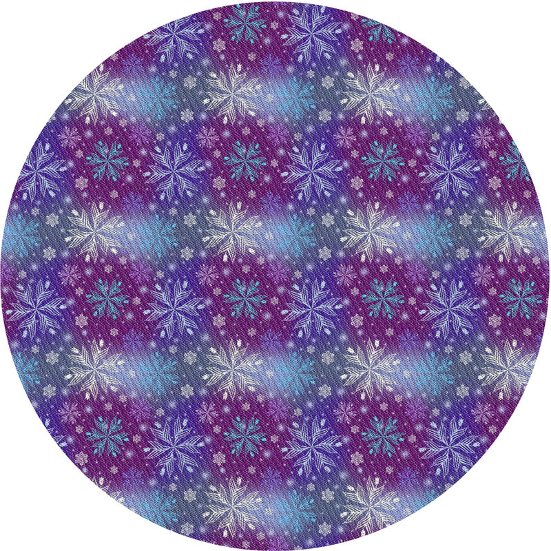 Tapis mauve/bleu à motifs, Rond 5 pi