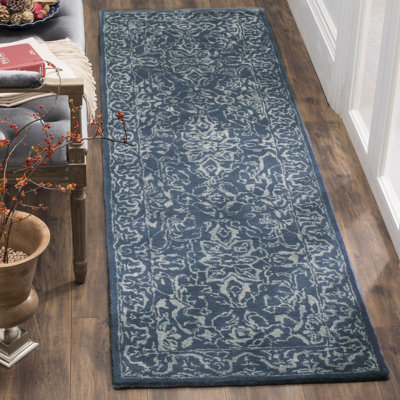 Samaniego Hand Tufted Viscose/Wool Oriental Rug in Gray/Blue