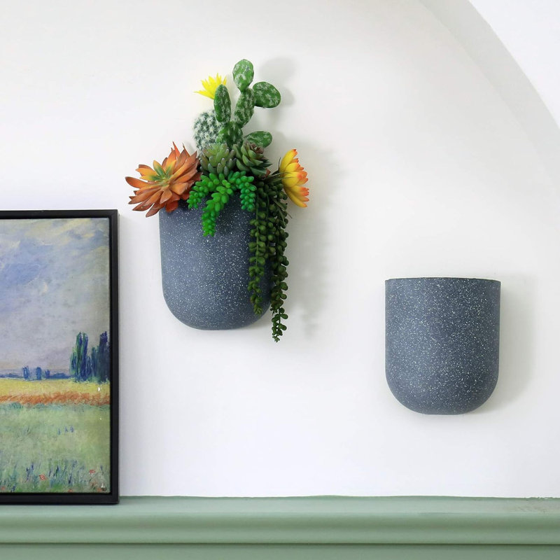 Jardinières murales suspendues pour plantes d'intérieur P Pots de fleurs suspendus pour plantes grasses, ensemble de 2, 5,7 L * 4,1 l * 7 H, gris vieilli