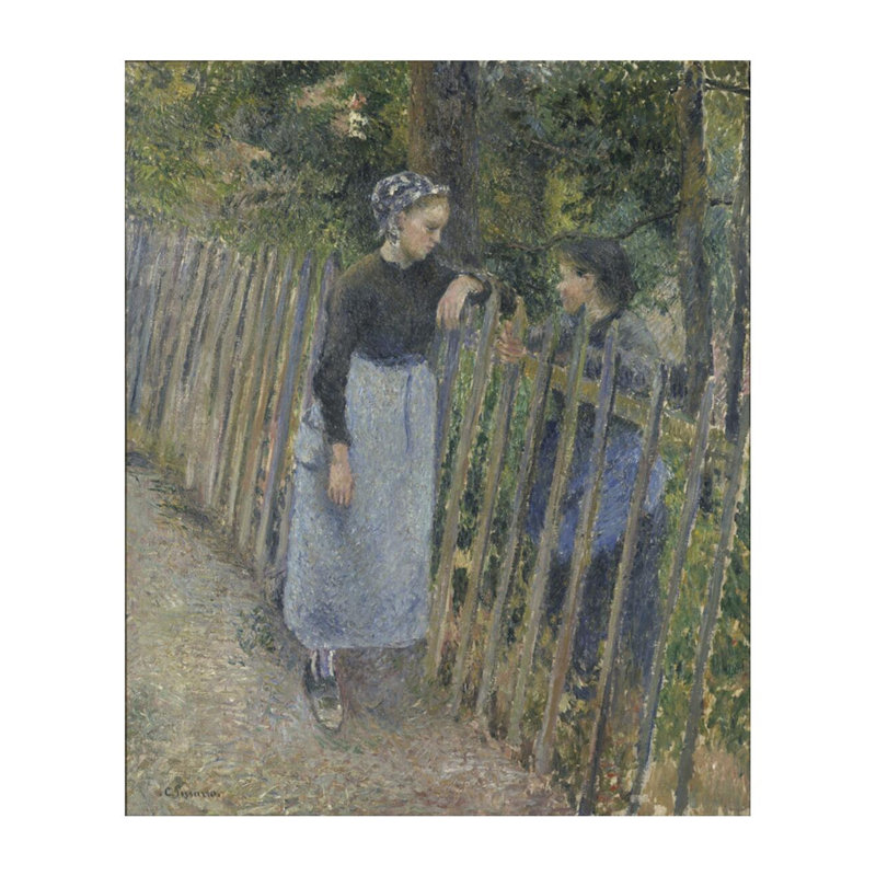 «Conversation» par Camille Pissarro - Estampe numérique, H 28 po x l 22 po
