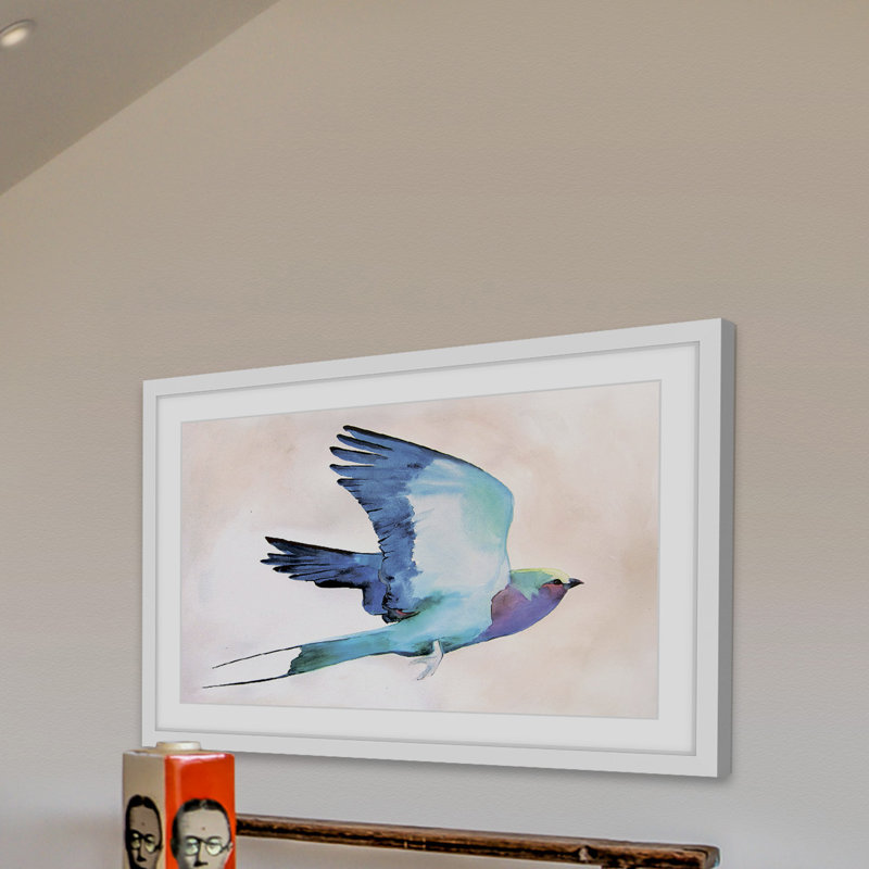 « lilas roller » par christine lindstrom, reproduction d’art encadrée, H 20 po x l 30 po x P 1,5 po
