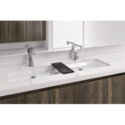 Wetstyle Cube 15'' White Stone Rectangular Bathroom Sink with Overflow