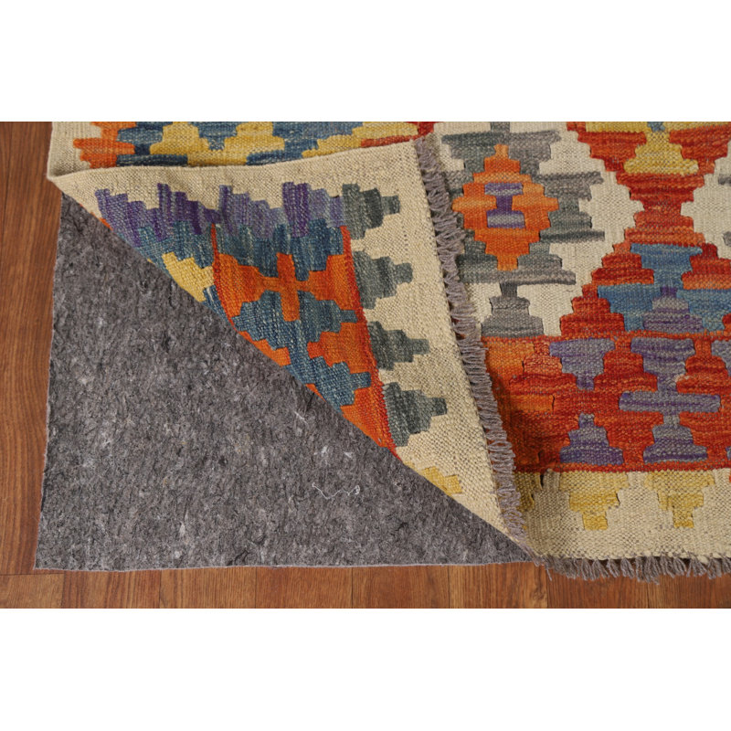 Tapis oriental réversible en laine Kilim 7 x 9