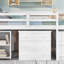 Lit mezzanine double bas avec cabinet, tablettes et bureau portatif à roulettes pour une utilisation multifonctionnelle et une utilisation efficace de l'espace-1245494346