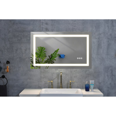 Bathroom Led Mirror 40"x32" - Fog, Dimmable, 3 Color Temperatures, Memory Function, Wall Mounted For Grooming Needs Fog Colours, Memory, Vanity Chic Look