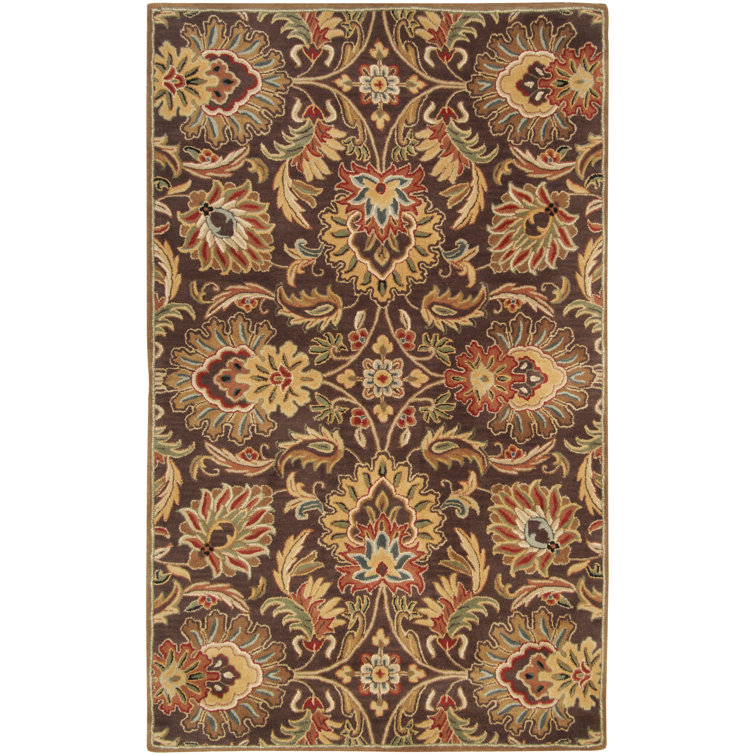 Arden Oriental Handmade Tufted Wool Dark Brown/Garnet Area Rug