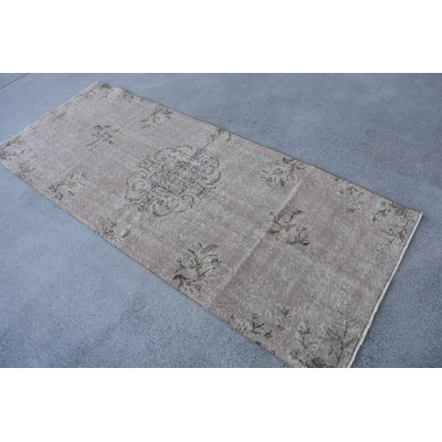 Vintage Wool Patchwork Accent Rug, 34.6x85.8 Inch Beige Rug