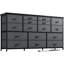 Commode de 130 cm de large à 16 tiroirs avec station de recharge pour chambre et meuble télé de 152 cm, gris-1100244003