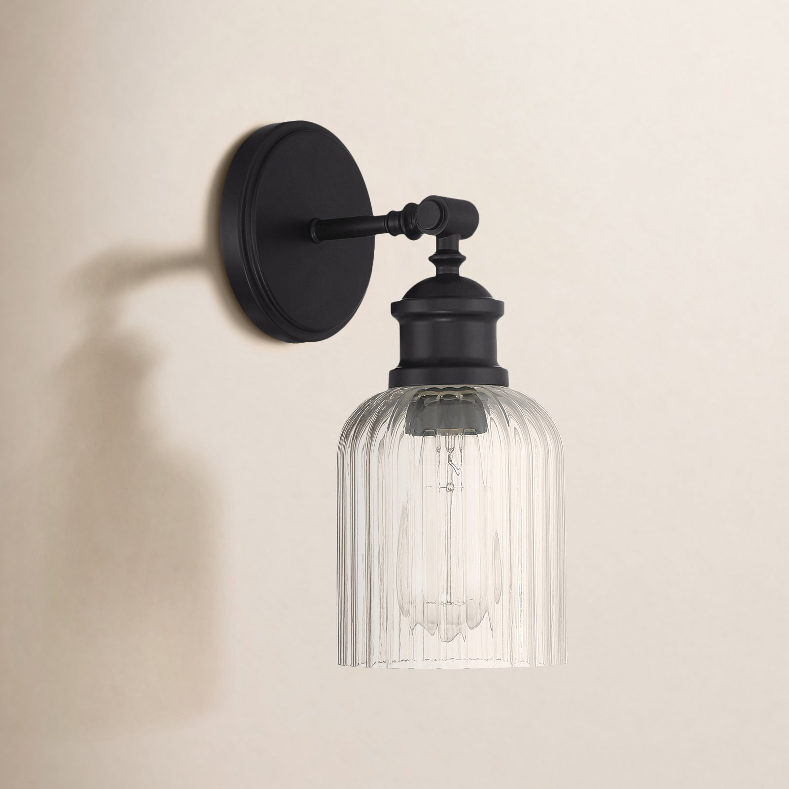 Ria Single Light Dimmable Armed Sconce, Black