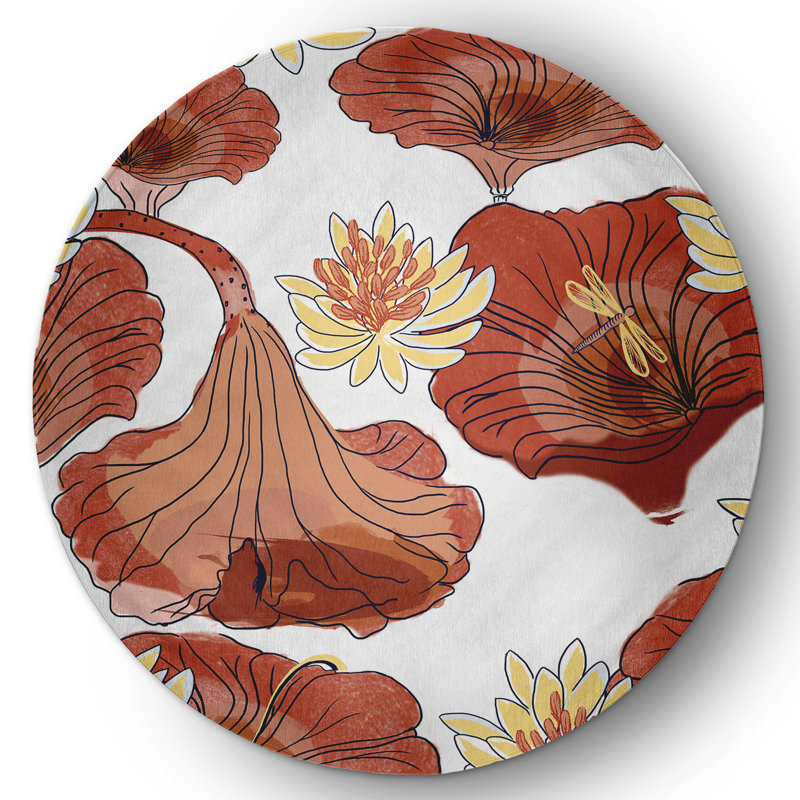 Casidy Chenille Floral Indoor Rug, Round 5'