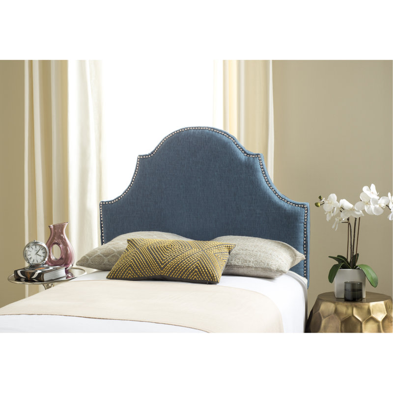 Caswell Upholstered Headboard, Denim Blue, King, Polyester