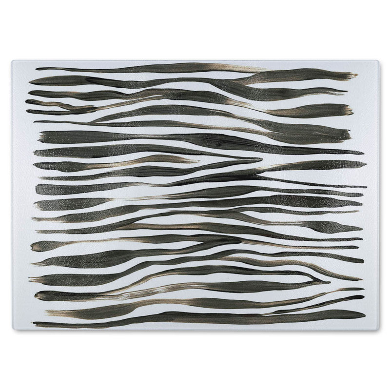 Zebra Stripes Glass Chopping Board, 40cm L x 28cm W