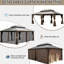 Pavillon de jardin extérieur 14 pi x 22 pi, brun. Auvent double en acier galvanisé et cadre en aluminium. Système de gouttière. Rideau pour l'intimité Pavillon de jardin brun avec fonction de protection - 14 x 22 pi, cadre, toit