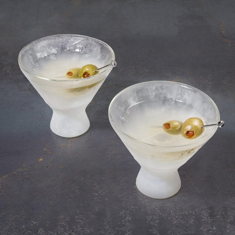 Glass Martini Freeze Cooling Cups with Silicone Grip, Set of 2