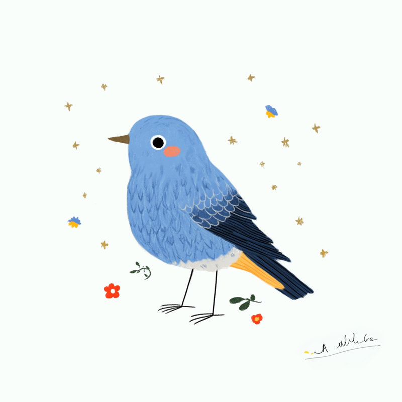 Art mural sur toile Starlit Bluebird, L 12 po x H 12 po x P 1 po