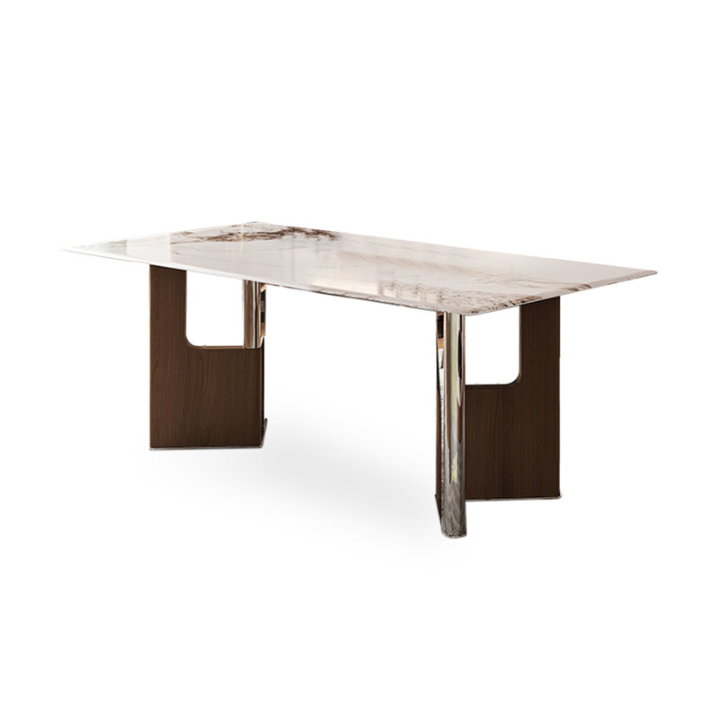 Table de salle à manger rectangulaire en pierre de style rétro, H 29,53 po x L 55,12 po x l 35,43 po
