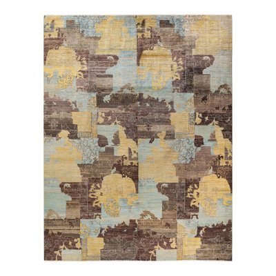 Tapis unique en laine noué à la main 10 pi x 13 pi 3 po nouvel âge Kertina