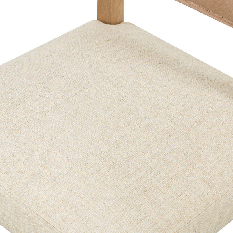 Side Chair in Charcoal, Polyester/Leather Winchester Beige, Natural