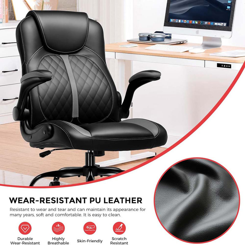 Gaming Chair With Flip-Up Armrest, Video Gaming Chair With Rocking Function, Ergonomic Computer Gaming Chair With High-Density Sponge And Adjustable Height
