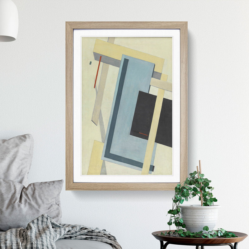 Proun 4B by El Lissitzky - Single Picture Frame Print on Wood, 90cm H x 65cm W x 2cm D, Oak Framed