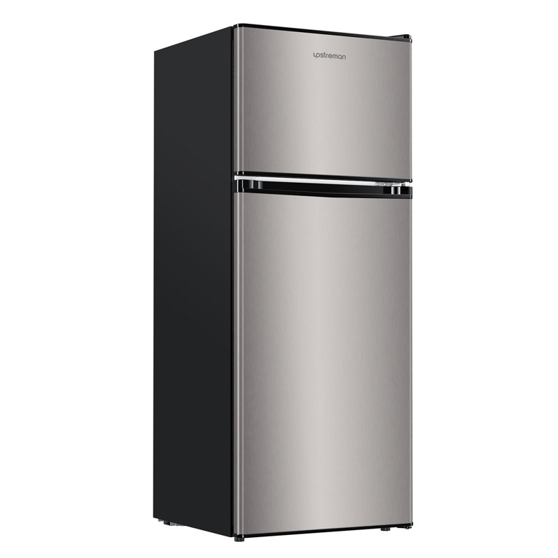 4.0 Cu.Ft. Freestanding Mini Double Door Fridge With Freezer And Adjustable Thermostat, Silver