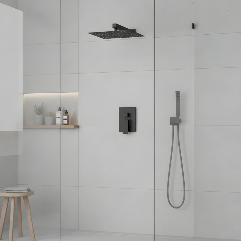 Ensemble de douche mural 10 po, Noir mat