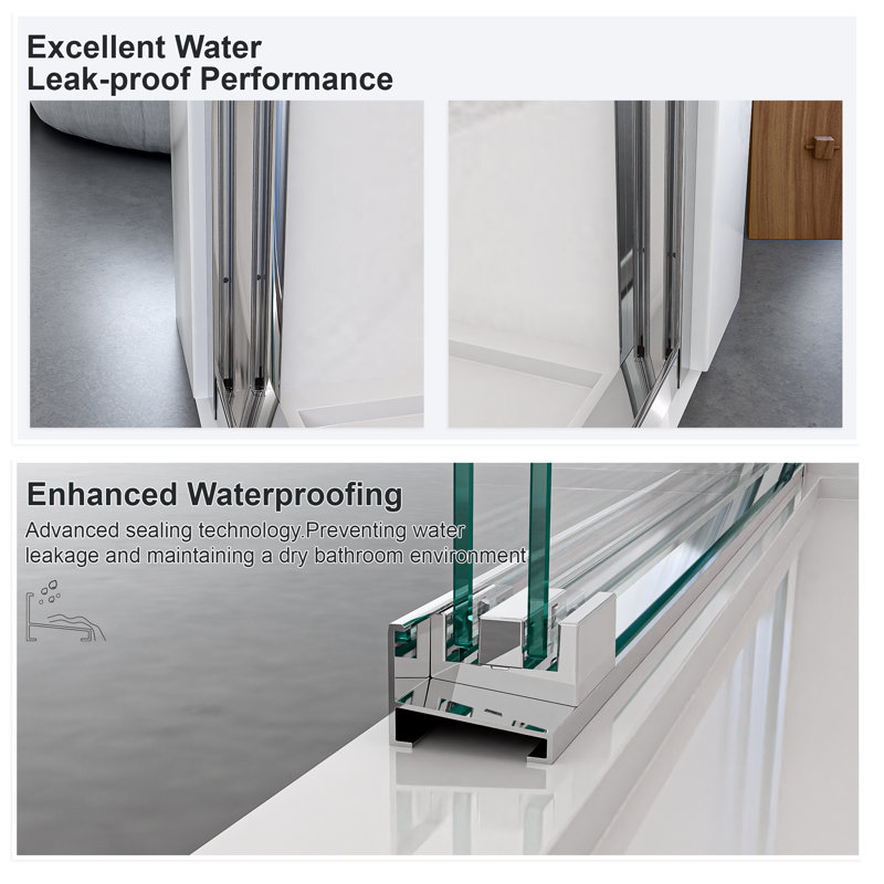 Semi-Frameless Double Sliding Bypass Shower Door, 44"-48" Wide, 72" High, 1/4" Tempered Glass, Chrome Finish, Chrome