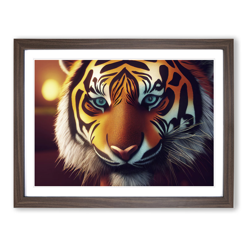 Bold Tiger - Single Picture Frame Print, 46cm H x 64cm W x 2cm D, Walnut Framed