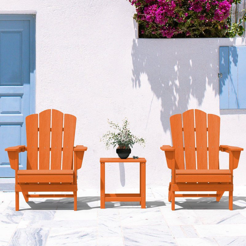 Wolak Foldable Outdoor Adirondack Chair, Orange