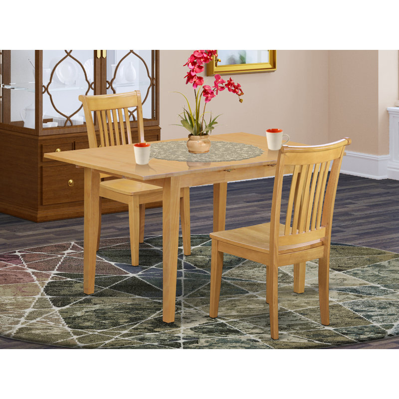 Ensemble de table de salle à manger 3 pièces comprenant une table de cuisine rectangulaire avec rallonge papillon et 2 chaises de salle à manger, chêne