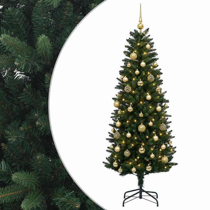 Christmas Tree, 120 cm, with LEDs & gold/bronze balls