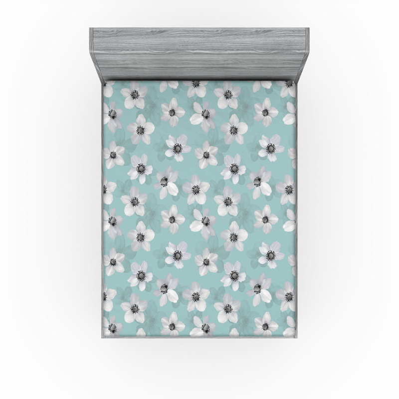 Drap-housse Ambesonne, Amande, vert, blanc cassé / floral, Drap-housse très grand californien