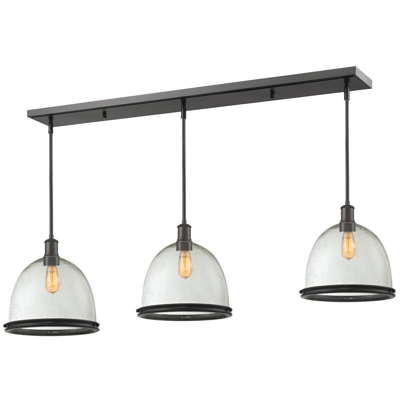 Marquise 3 - Light Kitchen Island Pendant, Chrome, 14" H x 55" W x 13" D