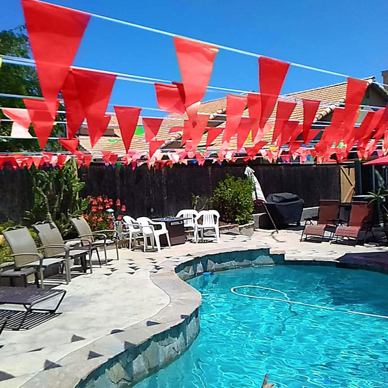 Bannière rouge uni - 30 drapeaux banderoles multicolores (8 x 11 pouces) - Fête d'anniversaire