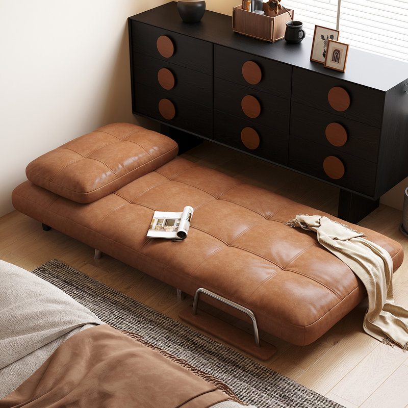 This 3-in-1 Convertible Sleeping Chair features an Adjustable Backrest and is Suitable For Studies, Offices, or RVs., Brown