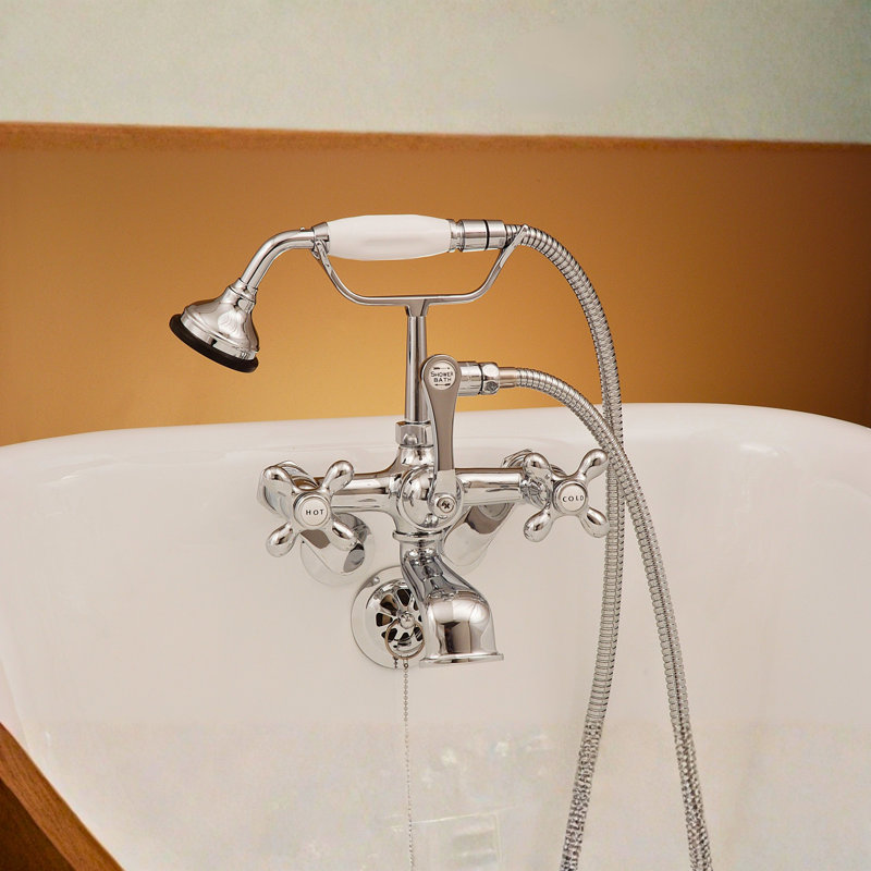 Paire de poignées en croix avec boutons en laiton et porcelaine (P0219) par Strom Living, Chrome