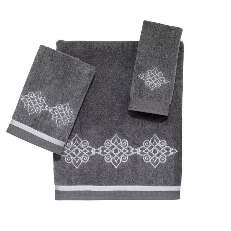 Antiochia Classic Hand Towel; Grey / White