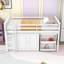 Lit mezzanine simple en bois avec bureau coulissant, armoire de rangement sous le lit, tablette latérale et tiroirs-93168232