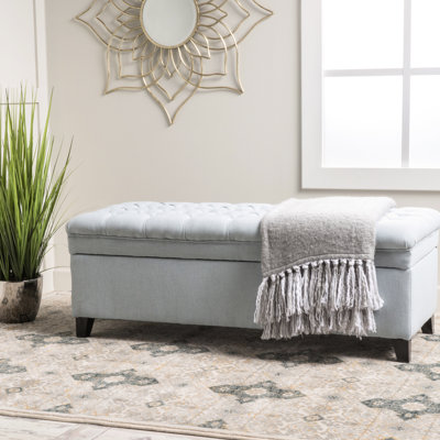 Stylish Blue Storage - 50.37dx20.22wx18.30h Fabric For Extra Seating Easy To Assemble