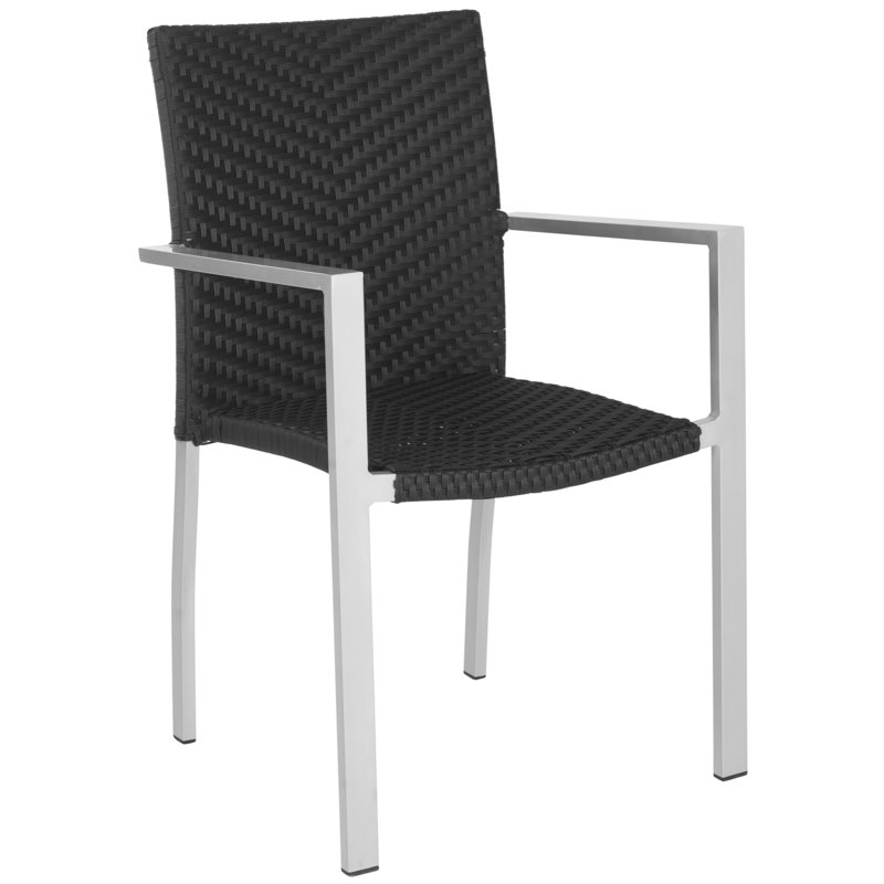 Chaise de patio empilable Rory, Noir