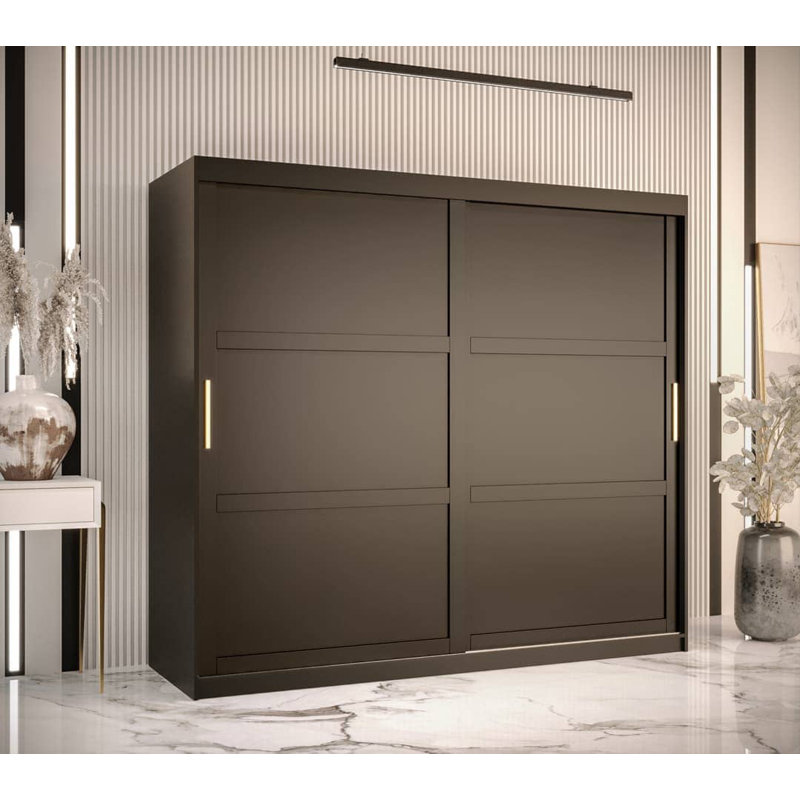 Arroe 2 Door Wardrobe, 200cm H x 200cm W x 62cm D, Black