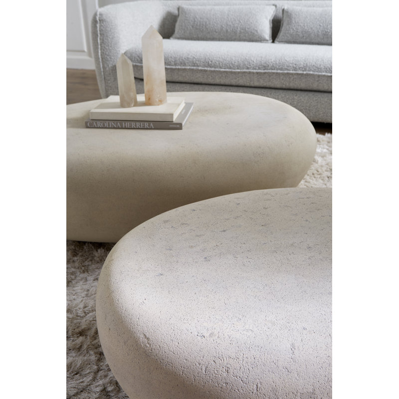 River Stone Solid Coffee Table, Roman Stone, 14" H x 42" L x 26" W