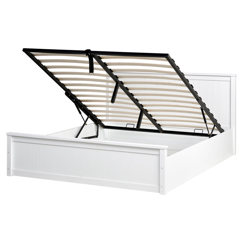 Ottoman Bed Pine Wood LAMBRES White, European Kingsize (160 x 200 cm)